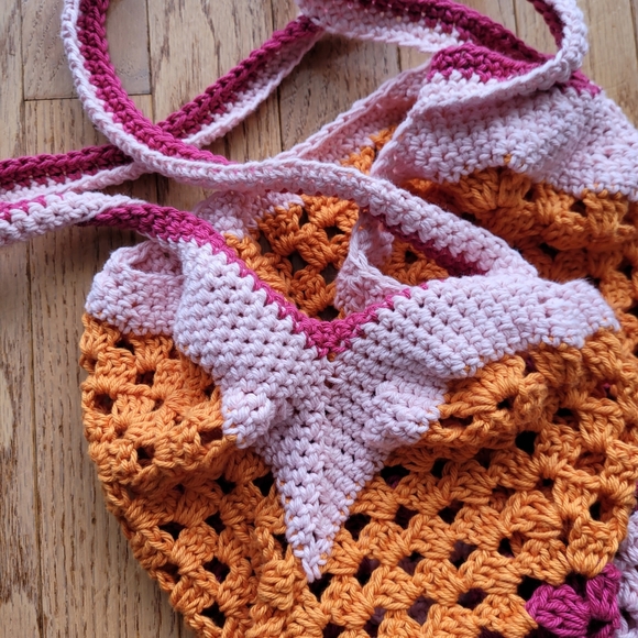 Crochet Granny Square Market Bag Handmade - Picture 3 of 8